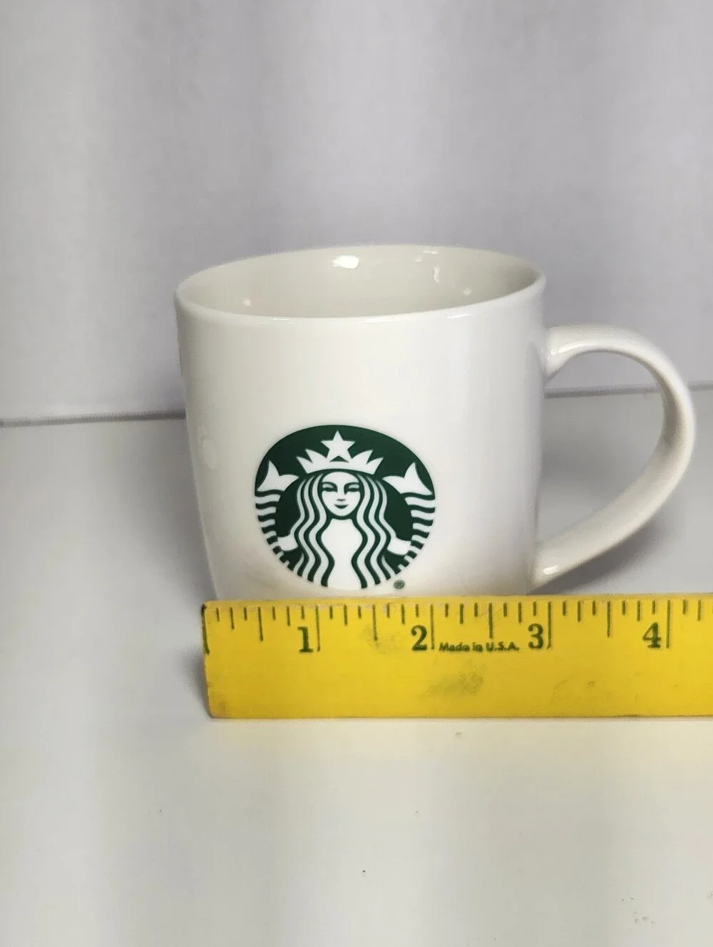 Starbucks White Ceramic 12oz Coffee Mug Green Siren Logo Embossed 2020